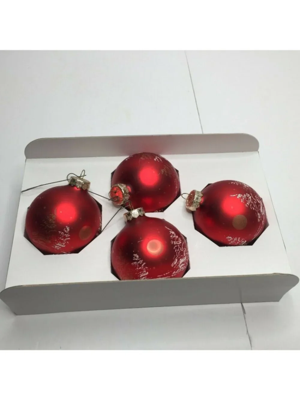 Holiday Living Play 4 Matte Red Glass Ball Christmas Tree Ornaments Frosted Tree